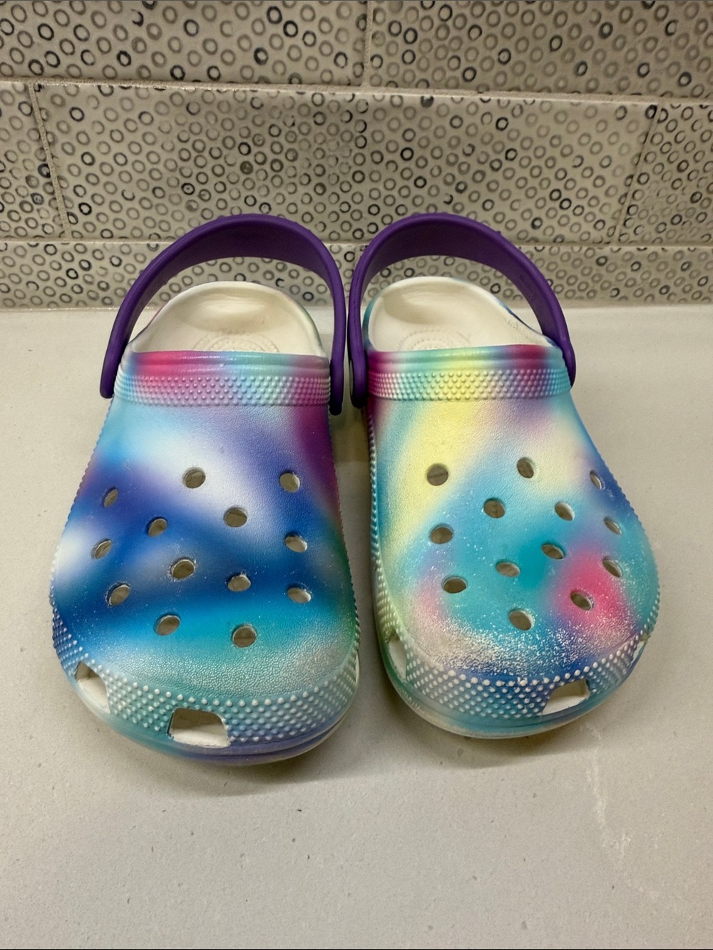 Multicolor Ombré Crocs size J2